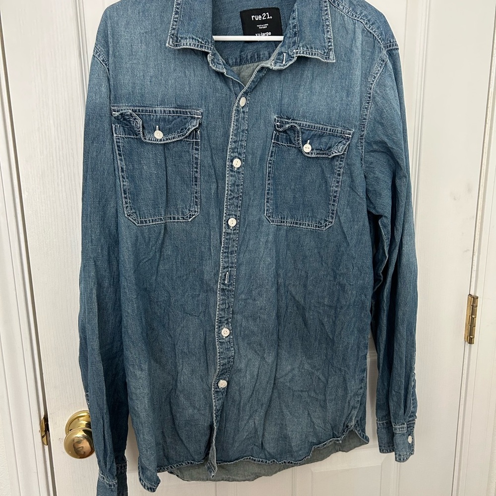Rue21 Light Blue Denim Shirt